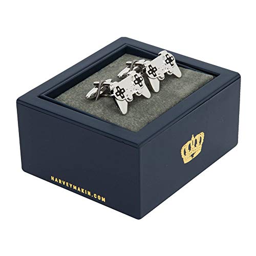 Harvey Makin Game Controller Manschettenknöpfe, Rhodium, Gold, Silber, 0 von Widdop and Co