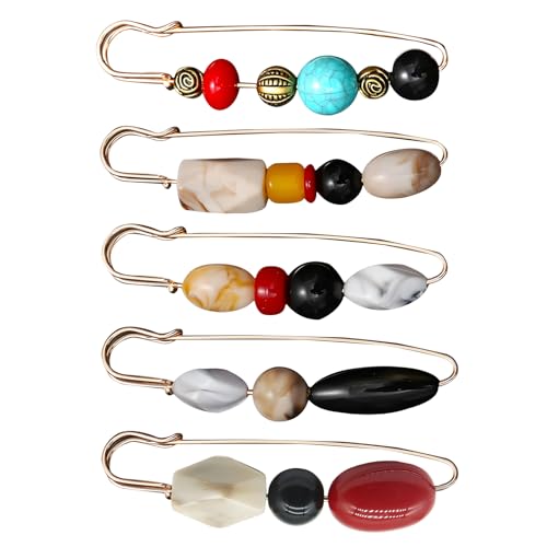 5 Pcs Pullover Schal Clips,Vintage Broschen Damen Brosche Perlenbroschen Vintage Perlen Brosche Pullover Stifte Broschen für Damen Mädchen Kleidung Dekoration Sicherheitsnadel (Farbe) von WideSmart