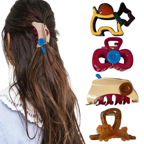 Haarklammer Klein 4 Stück,WideSmart Haarklammern für Damen,Klauen Haarspangen,Rutschfeste Haarspange,Haarstyling-Zubehör für Frauen Mädchen Starker Halt Seitliche Haarklammern von WideSmart