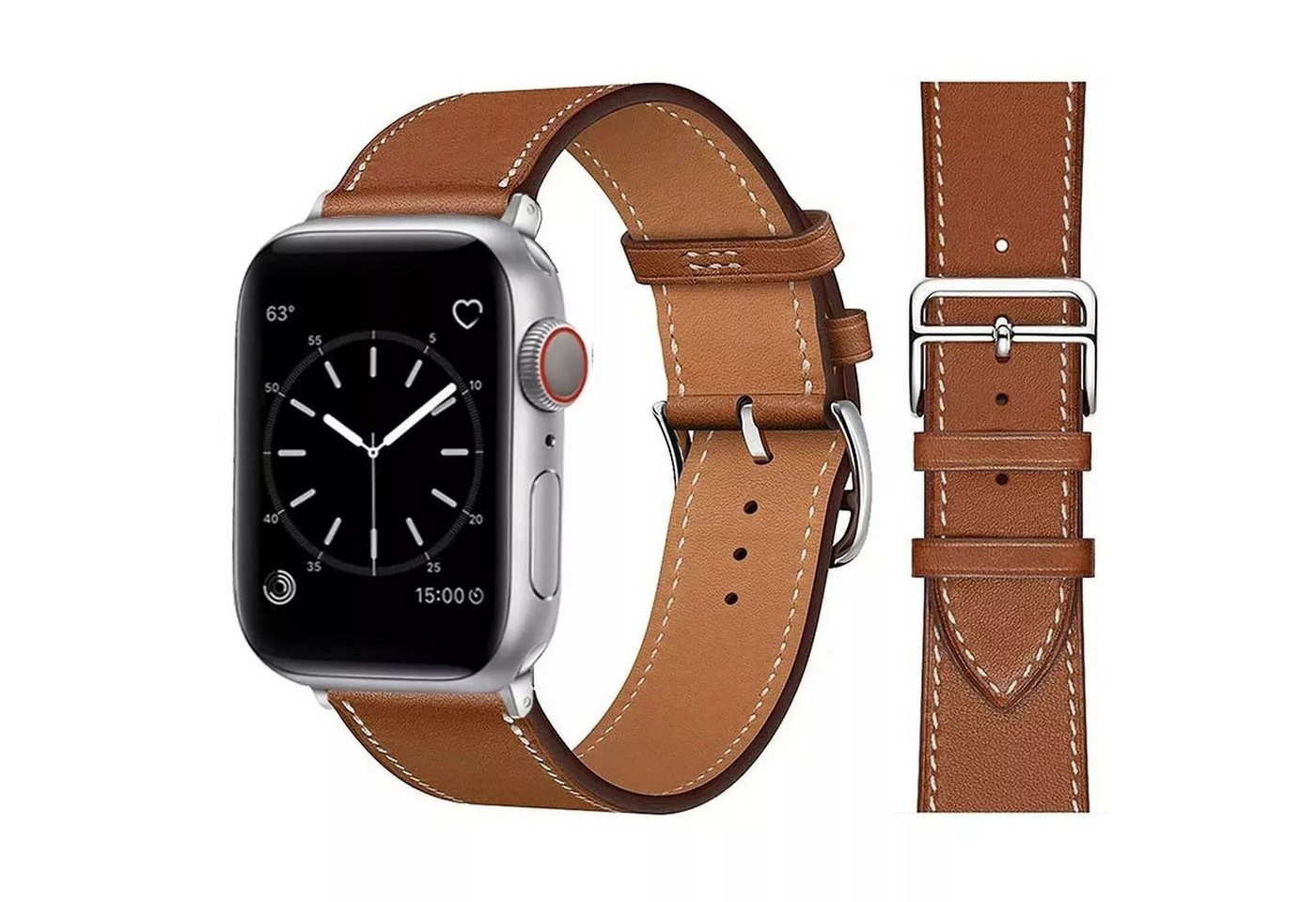 Widmann-Shop Smartwatch-Armband Apple Watch Armband Kunstleder 38-49mm Series 11 10 9 Ultra 8 7, atmungsaktives Kunstleder von Widmann-Shop