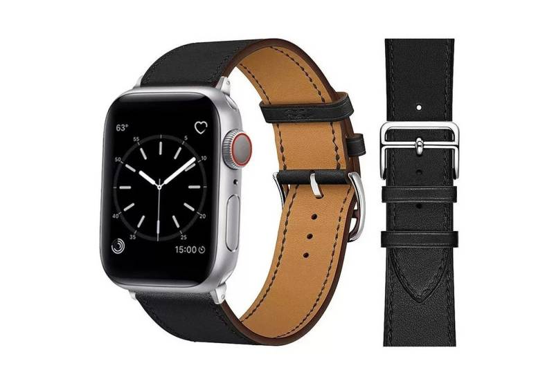 Widmann-Shop Smartwatch-Armband Apple Watch Armband Kunstleder 38-49mm Series 11 10 9 Ultra 8 7, atmungsaktives Kunstleder von Widmann-Shop