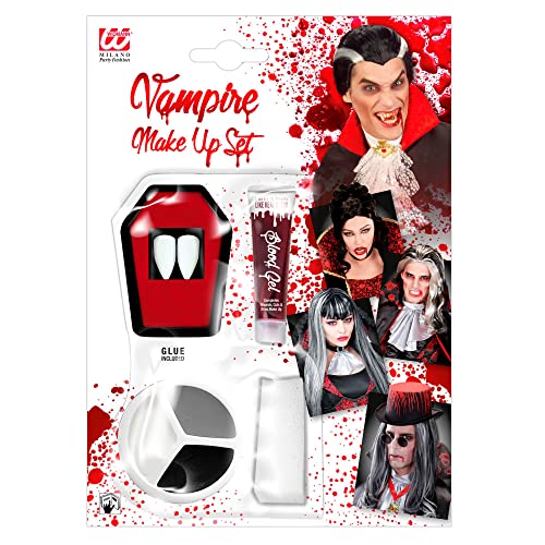 W WIDMANN MILANO Party Fashion 4100V - Make-Up Set Vampir, 2 Eckzähne zum Kleben im Sarg, Blutgel 3 ml, 3 Make-Up Farben 4,5 ml, Schwämme, Mottoparty, Karneval, Halloween W WIDMANN MILANO Party Fashion 4100V - Make-Up Set Vampir, 2 Eckzähne zum Kleben im Sarg, Blutgel 3 ml, 3 Make-Up Farben 4,5 ml, Schwämme, Mottoparty, Karneval, Halloween von W WIDMANN MILANO Party Fashion