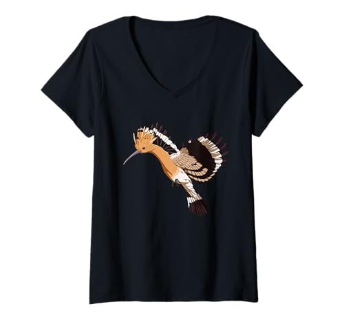 Damen Wiedehopf Vogel T-Shirt mit V-Ausschnitt von Wiedehopf Geschenke