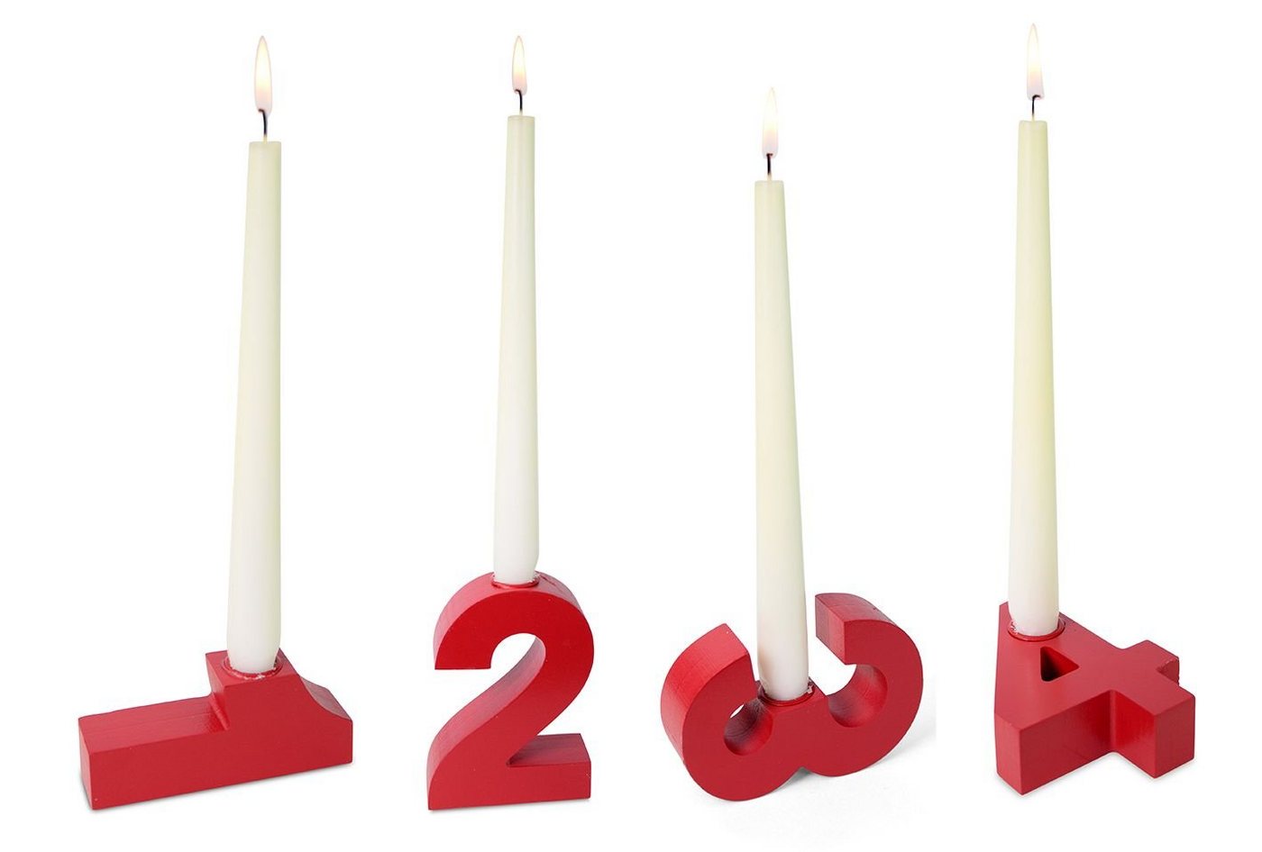 Wiedemann Handgelenkstütze Adventskerzenhalter 1-2-3-4 - Holz, inkl. Kerzen, rot, 4er Set von Wiedemann