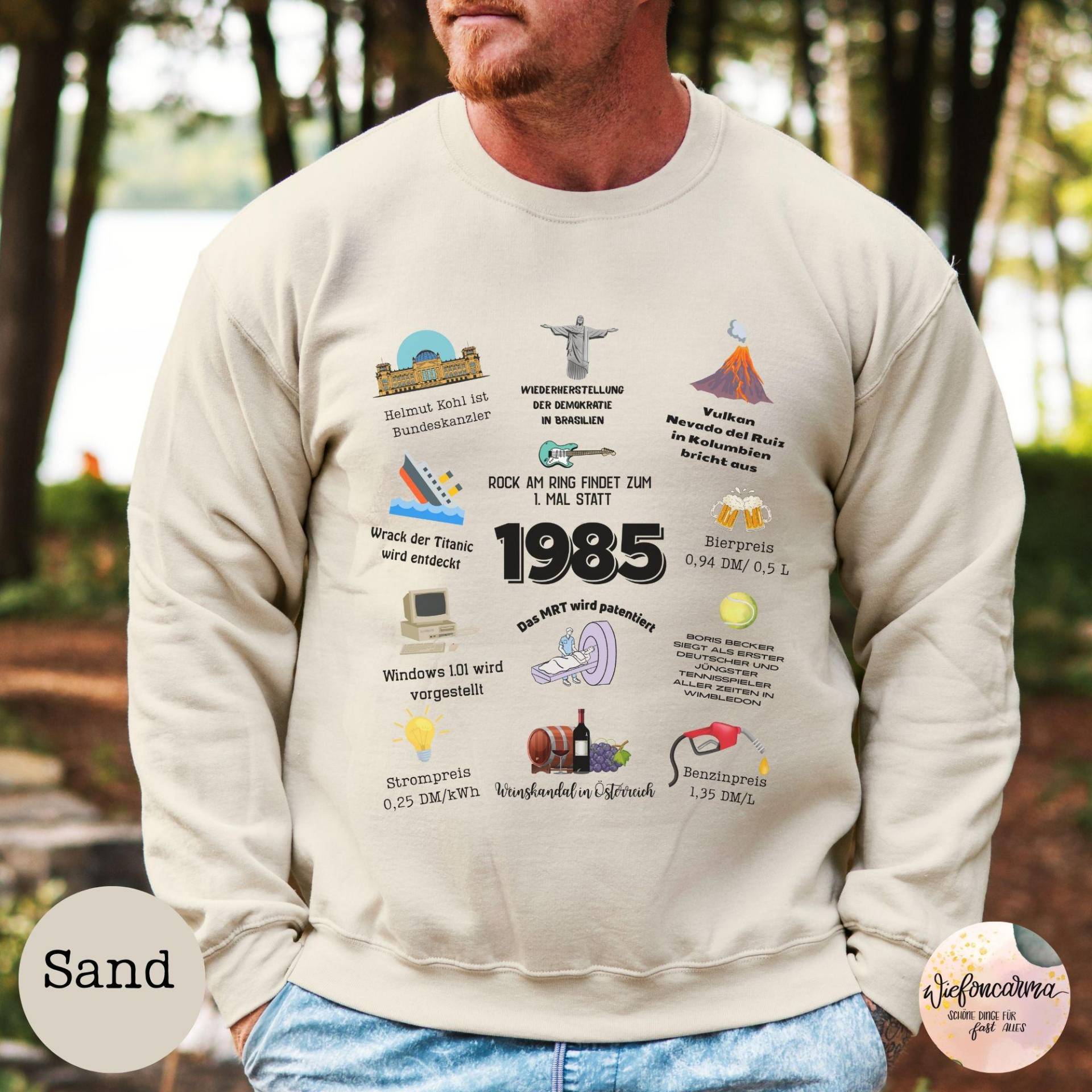 Shirt Geburtstag Mann, 40 Geburtstag, 40. Geschenkidee, Highlights 1985, Pullover Herren, Geschenk Frau von WiefoncarmaDesign