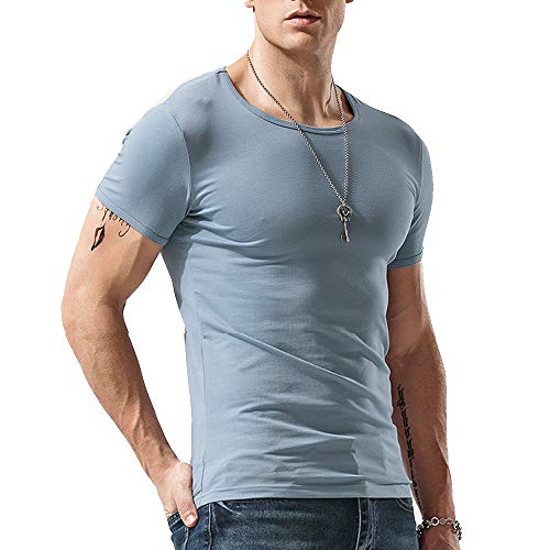 Wiekose Gym Herren-T-Shirt, kurzärmelig, Rundhalsausschnitt - blau - Groß von Wiekose