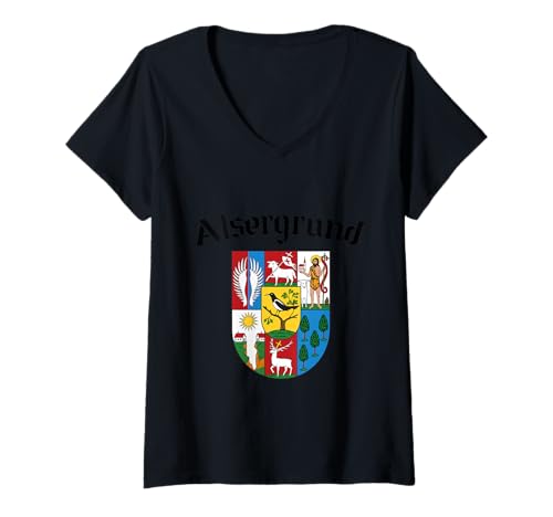 Damen Alsergrund - Wien Vienna 9. Bezirk 1090 T-Shirt mit V-Ausschnitt von Wiener Dialekt Waren Aller Art