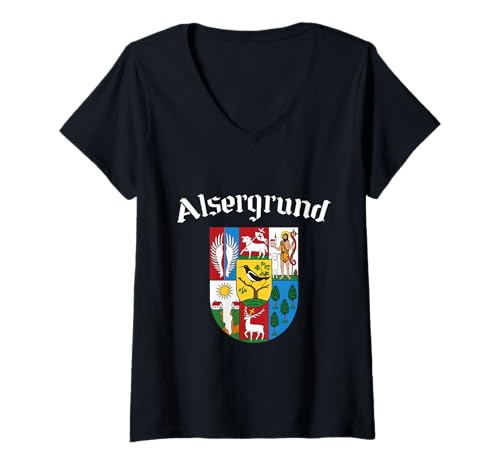 Damen Alsergrund - Wien Vienna 9. Bezirk 1090 T-Shirt mit V-Ausschnitt von Wiener Dialekt Waren Aller Art