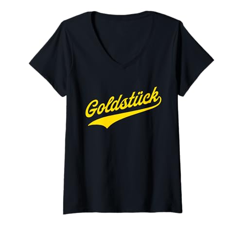 Damen Goldstück T-Shirt mit V-Ausschnitt Damen Goldstück T-Shirt mit V-Ausschnitt von Wiener Dialekt Waren Aller Art