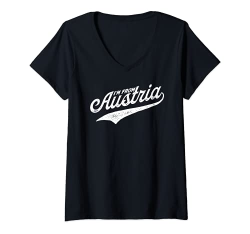 Damen I am from Austria - I'm from Austria Ich bin aus Österreich T-Shirt mit V-Ausschnitt Damen I am from Austria - I'm from Austria Ich bin aus Österreich T-Shirt mit V-Ausschnitt von Wiener Dialekt Waren Aller Art