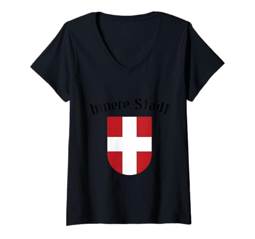 Damen Innere Stadt - Wien Vienna 1. Bezirk T-Shirt mit V-Ausschnitt von Wiener Dialekt Waren Aller Art