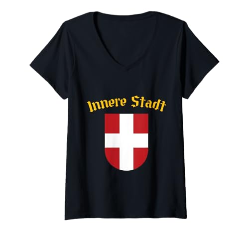 Damen Innere Stadt - Wien Vienna 1. Bezirk T-Shirt mit V-Ausschnitt von Wiener Dialekt Waren Aller Art