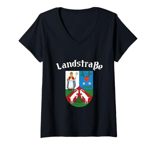 Damen Landstraße - Wien Vienna 3. Bezirk 1030 T-Shirt mit V-Ausschnitt von Wiener Dialekt Waren Aller Art
