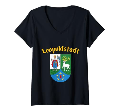 Damen Leopoldstadt - Wien Vienna 2. Bezirk 1020 T-Shirt mit V-Ausschnitt von Wiener Dialekt Waren Aller Art