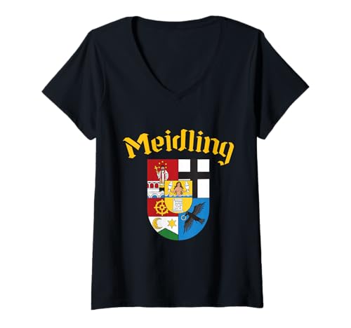 Damen Meidling - Wien Vienna 12. Bezirk 1120 T-Shirt mit V-Ausschnitt von Wiener Dialekt Waren Aller Art