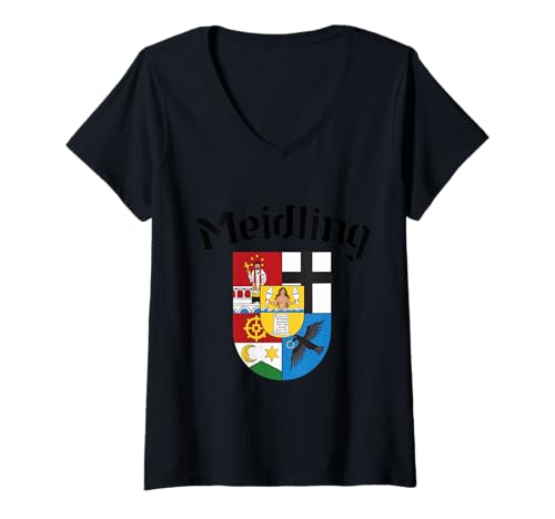 Damen Meidling - Wien Vienna 12. Bezirk 1120 T-Shirt mit V-Ausschnitt von Wiener Dialekt Waren Aller Art