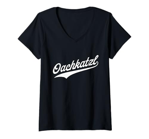 Damen Oachkatzl T-Shirt mit V-Ausschnitt Damen Oachkatzl T-Shirt mit V-Ausschnitt von Wiener Dialekt Waren Aller Art