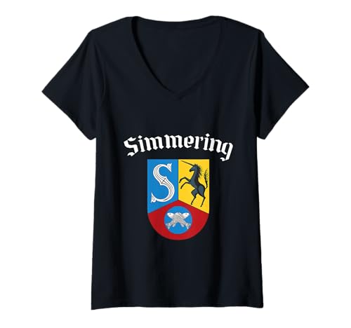 Damen Simmering - Wien Vienna 11. Bezirk 1110 T-Shirt mit V-Ausschnitt von Wiener Dialekt Waren Aller Art