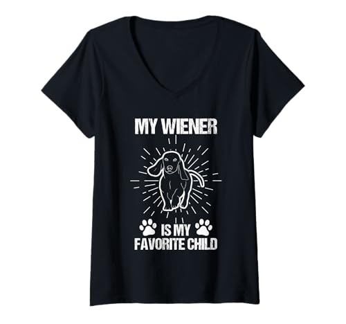 Damen mein Wiener ist mein Lieblingskind Dackel T-Shirt mit V-Ausschnitt Damen mein Wiener ist mein Lieblingskind Dackel T-Shirt mit V-Ausschnitt von Wiener owner & pet owner Gift