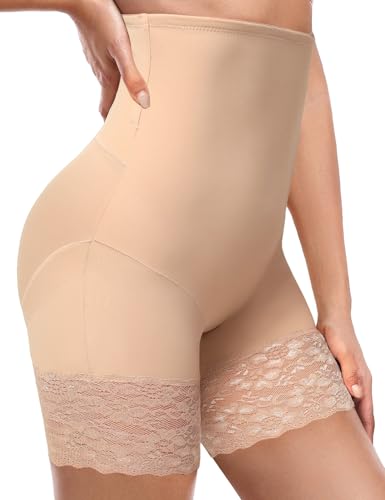 Wiepux Bauchweg Unterhose Damen Hohe Taille Shapewear Figurenformend Miederpants Miederhose String Shape Hose Shapewear Formend Body Shaper Butt Lifter Bauchkontrolle Kurze Hose Shorts(Beige,XXL) von Wiepux