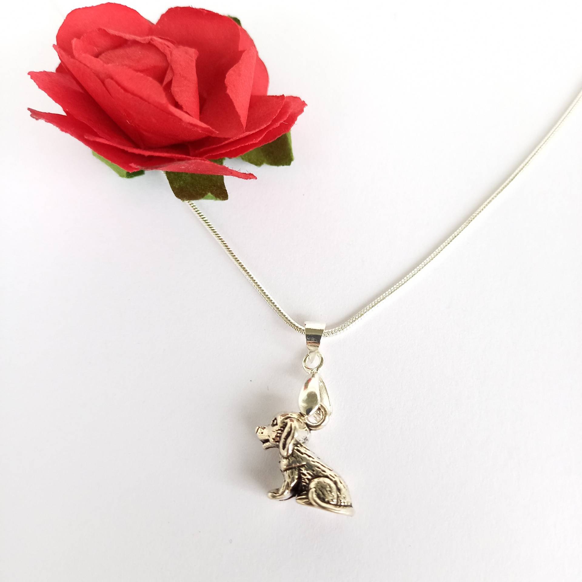 Feine Halskette 925 Silber, Kleiner Hund, Kinderkette, Fertig Zum Verschenken von WiesbadenArt