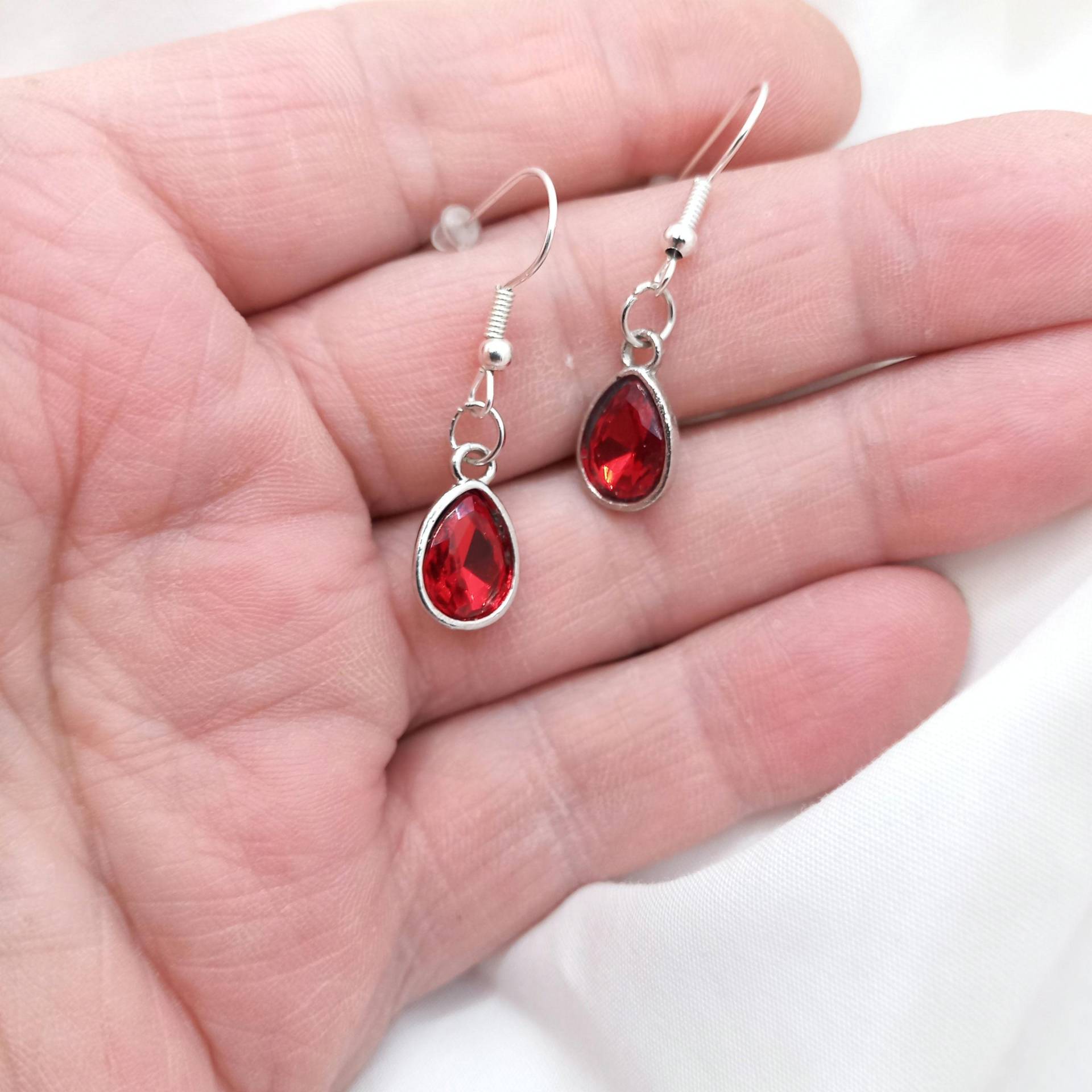 Vintage Ohrhänger Silbern Mit Farbigem Geburtsstein Monats Tropfen Anhänger, 12 Monate, Ohrring, Strass Stein, 925 Sterlingsilber von WiesbadenArt