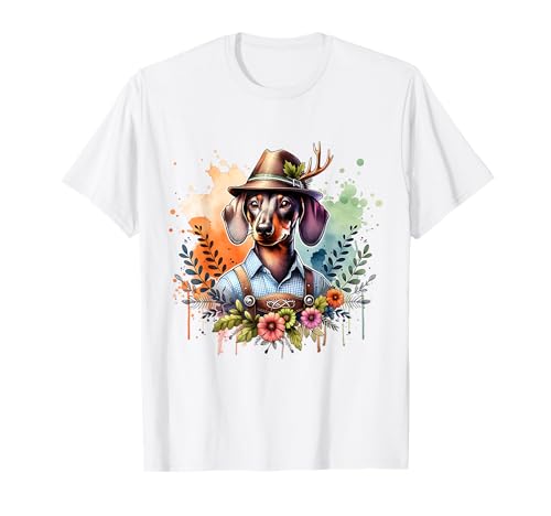 Trachtenshirt Damen Herren Jungen Dackel Bayern Trachten T-Shirt von Wiesn Oktoberfest Deko Tracht & Ersatz Lederhose