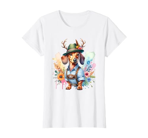 Trachten Kinder Mädchen Damen Hirsch Rehkitz Dackel Tracht T-Shirt von Wiesn Oktoberfest Deko Trachten & Ersatz Dirndl