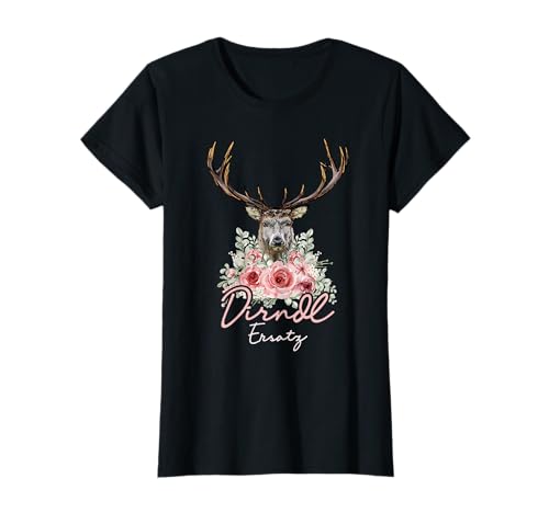 Hirsch mit Rosen Blumen Trachtenhemd Dirndl Ersatz Damen T-Shirt Hirsch mit Rosen Blumen Trachtenhemd Dirndl Ersatz Damen T-Shirt von Trachtenshirt Outfit Damen