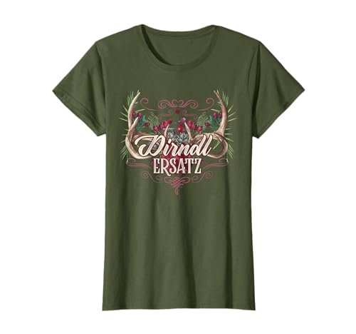 Hirsch mit Rosen Blumen Wiesn Outfit Dirndl Ersatz Frauen T-Shirt Hirsch mit Rosen Blumen Wiesn Outfit Dirndl Ersatz Frauen T-Shirt von Wiesn Outfit Oktober Damen Traditionell Fest