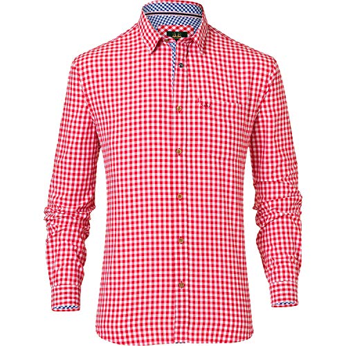 Wiesnkönig Herren Anton Trachtenhemd, Rot (Rot 200), Medium von Wiesnkönig