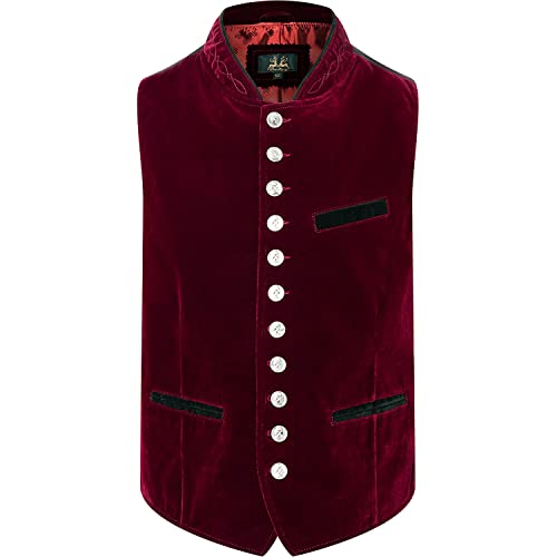 Wiesnkönig Herren Samtweste Moritz Premium Trachten Weste | Model Herren Samtweste Moritz Rot Verschiedene Größen | Traditionelle Herren Weste Wiesnkönig Herren Samtweste Moritz Premium Trachten Weste | Model Herren Samtweste Moritz Rot Verschiedene Größen | Traditionelle Herren Weste von Wiesnkönig