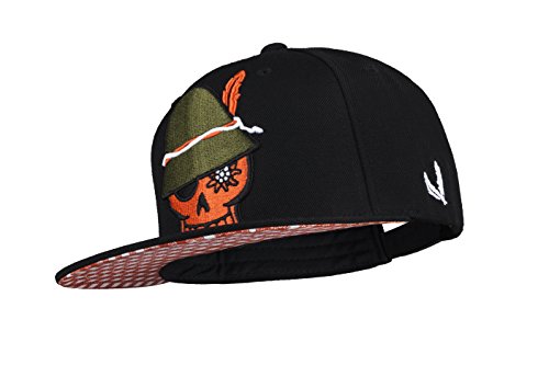 Wiesnrocker I WR1002 I Snapback-Cap I Schwarze Schild-Mütze, 3D-Stick orange & Khaki, stylisch, viele Details, hochwertig, größenverstellbar, Unisex Wiesnrocker I WR1002 I Snapback-Cap I Schwarze Schild-Mütze, 3D-Stick orange & Khaki, stylisch, viele Details, hochwertig, größenverstellbar, Unisex von Wiesnrocker