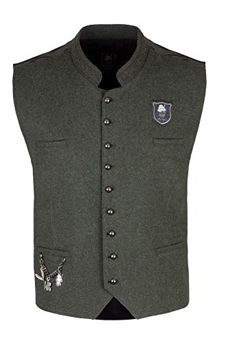 Wiesnrocker, Moderne Trachtenweste für Herren in Khaki/Camouflage, Gilet mit Charivari, Größe S bis XXXL (XXXL, Khaki/Camo) von Wiesnrocker
