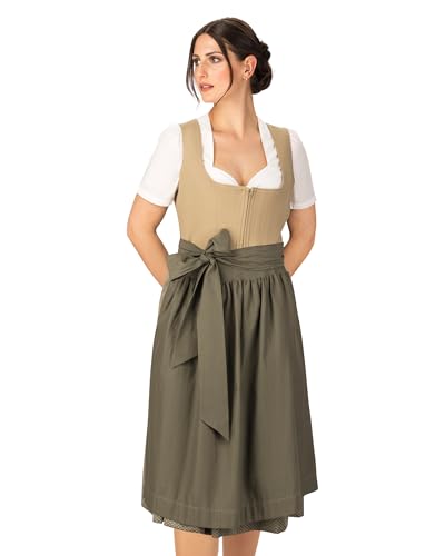 Wiesnstern Dirndl Olive Taupe (Gr.44) – Dirndl Kleid mit Schürze – Hochwertiges Trachtenkleid nach österreichischem Design – 74cm Rocklänge von Wiesnstern