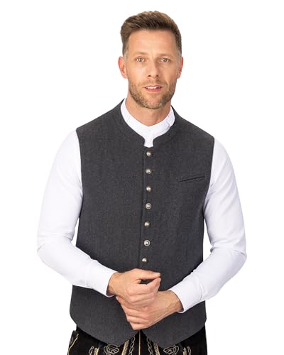 Wiesnstern Trachtenweste Graphite Grey – Robuste & hochwertige Trachtenweste für Herren – Perfekt für das Oktoberfest – Optimale Passform von Wiesnstern