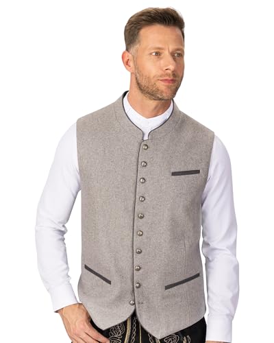 Wiesnstern Trachtenweste Light Silver – Robuste & hochwertige Trachtenweste für Herren, perfekt für das Oktoberfest – Optimale Passform von Wiesnstern