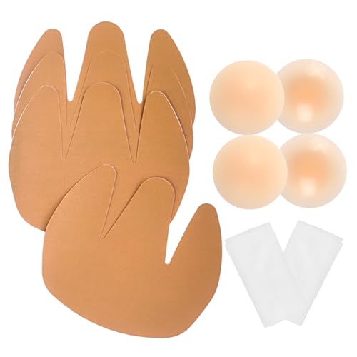 Wieysdoo 4er-Pack Boob Tape | Brust Tape Push Up | Unsichtbare Brusttape Stütze für große Brüste| Rückenfreie Trägerlose Klebe BH | inkl. 2 Paar Silikon-Nippel Covers | 2 Paar | Einmal-Anwendung von Wieysdoo