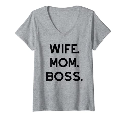 Damen WIFE MOM BOSS T-Shirt mit V-Ausschnitt Damen WIFE MOM BOSS T-Shirt mit V-Ausschnitt von Wife Mom Boss