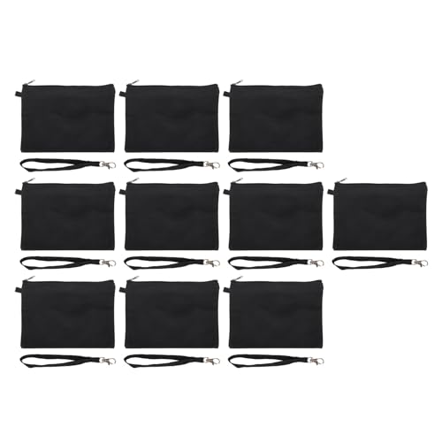 10-teiliges Elegantes Canvas-Kosmetiktaschen-Set, Canvas-Make-up-Taschen, Mehrzweck-Make-up-Beutel für die Reise, Edles Schwarzes Bleistiftbeutel-Geldbörse, Entzückendes (Black) von Wifehelper