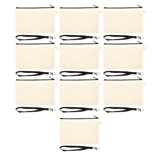 10-teiliges Elegantes Canvas-Kosmetiktaschen-Set, Canvas-Make-up-Taschen, Mehrzweck-Make-up-Beutel für die Reise, Edles Schwarzes Bleistiftbeutel-Geldbörse, Entzückendes (White) von Wifehelper