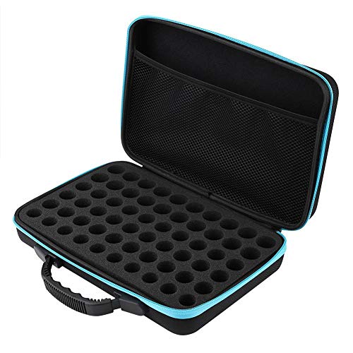 Tragetasche für ätherische Öle Hartschalen-Etui, 60 Flaschen Geeignet für Flaschen 5 ml, 15 ml Hartschalen-Aromatherapie-Reiseöle Organizer Stoßfester Halter Schutztasche(Blau) von Wifehelper