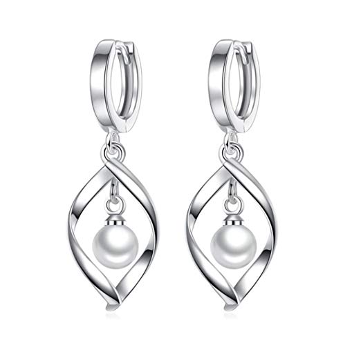 1 Paar Dreamy Damen Wasserform Perlenohrringe 925 Sterling Silber Ohrhänger Ohrhaken Ohrringe Mit einer schönen Schmuckschatulle von Wiftly