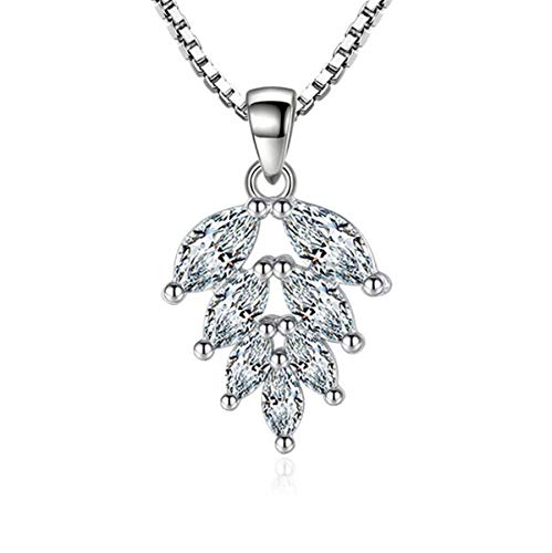 Damen-Halskette 925 Silber Baum Blätter Zirkon Anhänger Halsketten Für Frauen Kurze Schlüsselbein Kette Halsband Schmuck von Wiftly