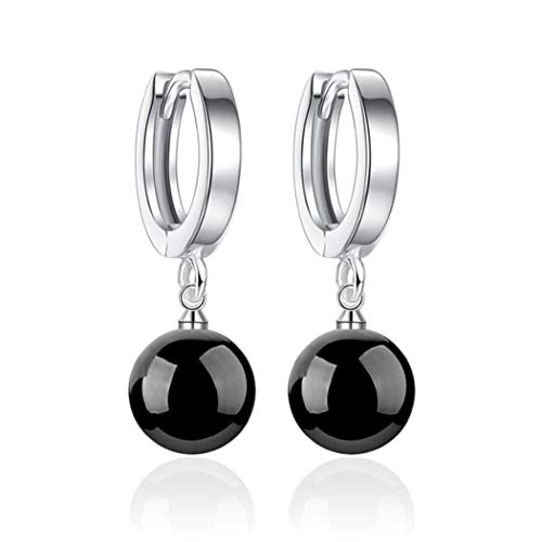 Damen Perlen ohrringe aus 925 Silber mit echten Süßwasser Perlen in Weiß, Rot oder Schwarz& Zirkonia Steinchen besetzt Ohrhänger (Schwarz) von Wiftly