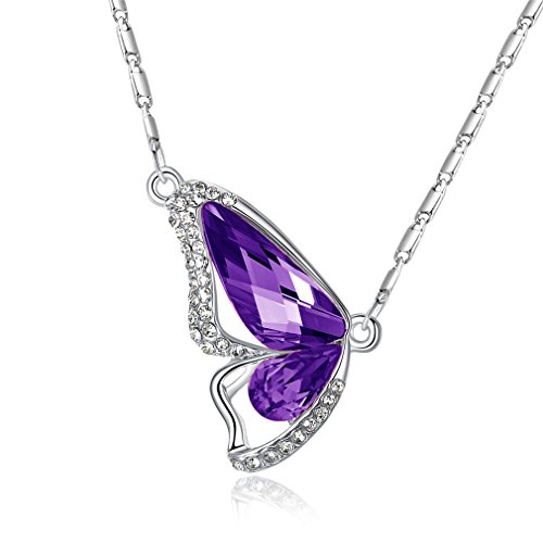 Damen Schmuck, Schmetterling Flügel Halskette Lila Zirkonia Amethyst Schmetterling Anhänger Halskette von Wiftly