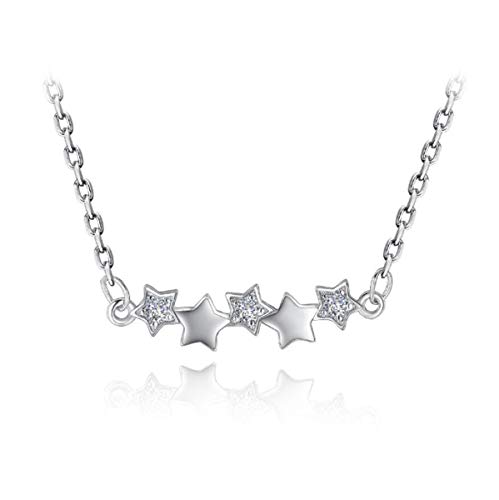 Kette Damen 925 Sterling Silber Pentagramm Pullover mit Zirkonia Halskette Anhänger Halskette, 45cm Box Kette von Wiftly