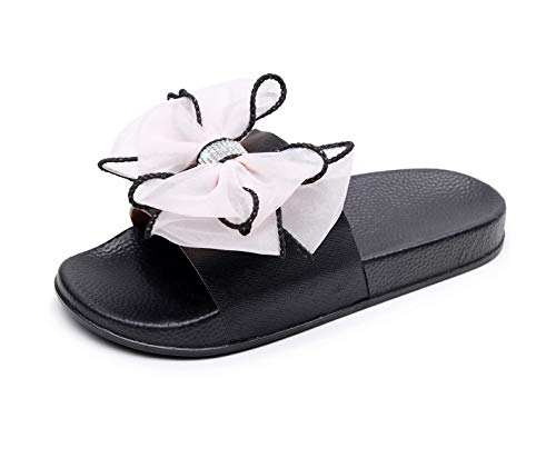 Sommer Flip Flops Sandalen Hausschuhe Damen Mädchen Mode Flache mit Glitzer Strass Bogen für Frauen, Sommer Flip Flops Casual Strand Sandale Flache Schuhe- Weiß(EU 36-41) (Numeric_38) von Wiftly