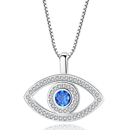 Wiftly Classic Kette Damen 925 Sterling Silber türkisches Auge 3A Zirkonia Blau Halskette exquisite Geschenk von Wiftly