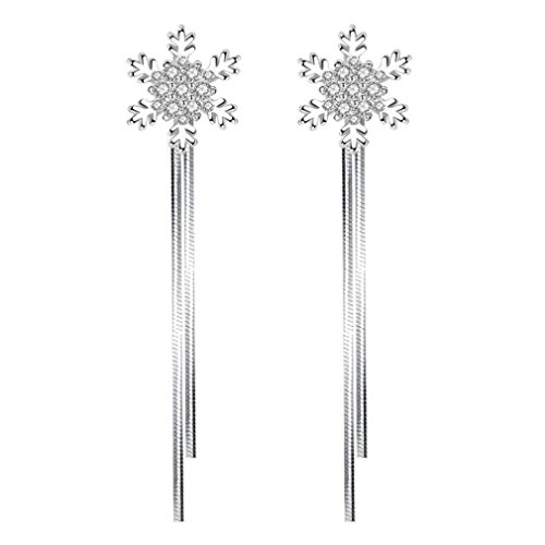 Wiftly Damen Mädchen Ohrringe Schneeflocken Blumen Tassel mit AAA Zirkon Silber 925 Ohranhänger Einfache Frauen Tochter Ohrstecker von Wiftly